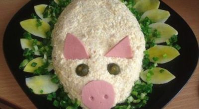 Превосходный новогодний салат «Свинка»