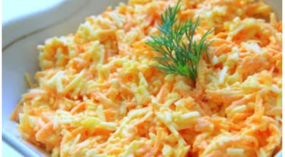 Морковный салатик с сыром и яйцами