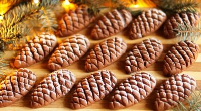 Печенье «Шишки» Шоколадное, новогоднее, песочное печенье с начинкой