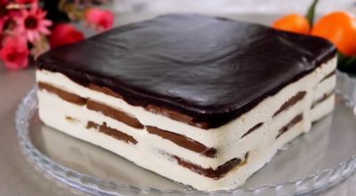 Шоколадный торт без выпечки с мягкой шоколадной глазурью