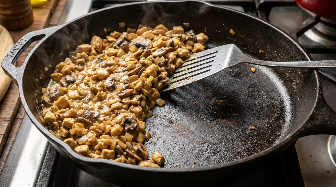 Готовая начинка для блинных мешочков из курицы и шампиньонов без лишней жидкости