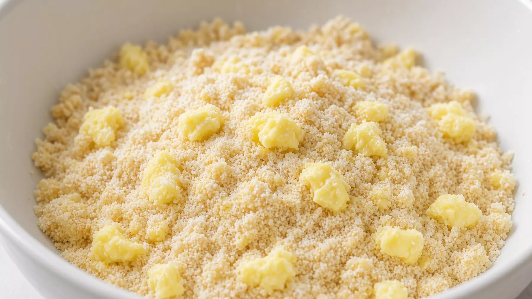 Песочная крошка из муки и холодного сливочного масла для королевской ватрушки