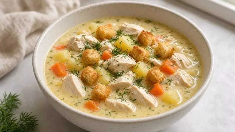 Сырный суп с курицей и овощами: сливочный и сытный